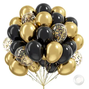and Gold Balloons, 60pcs 12 Inch Metal Sequins Balloons, Perfect for Graduation, Anniversary, Birthday Party Decorations Balloon Set