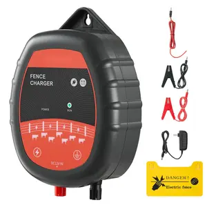 Electric Fence Charger 10kV 1J AC/DC Energizer With 1.86 Miles Range, High Energy Fence Energizer For Farm, Ranch, Garden, Livestock Protection, Weatherproof Outdoor Use, Easy Installation And Maintenance