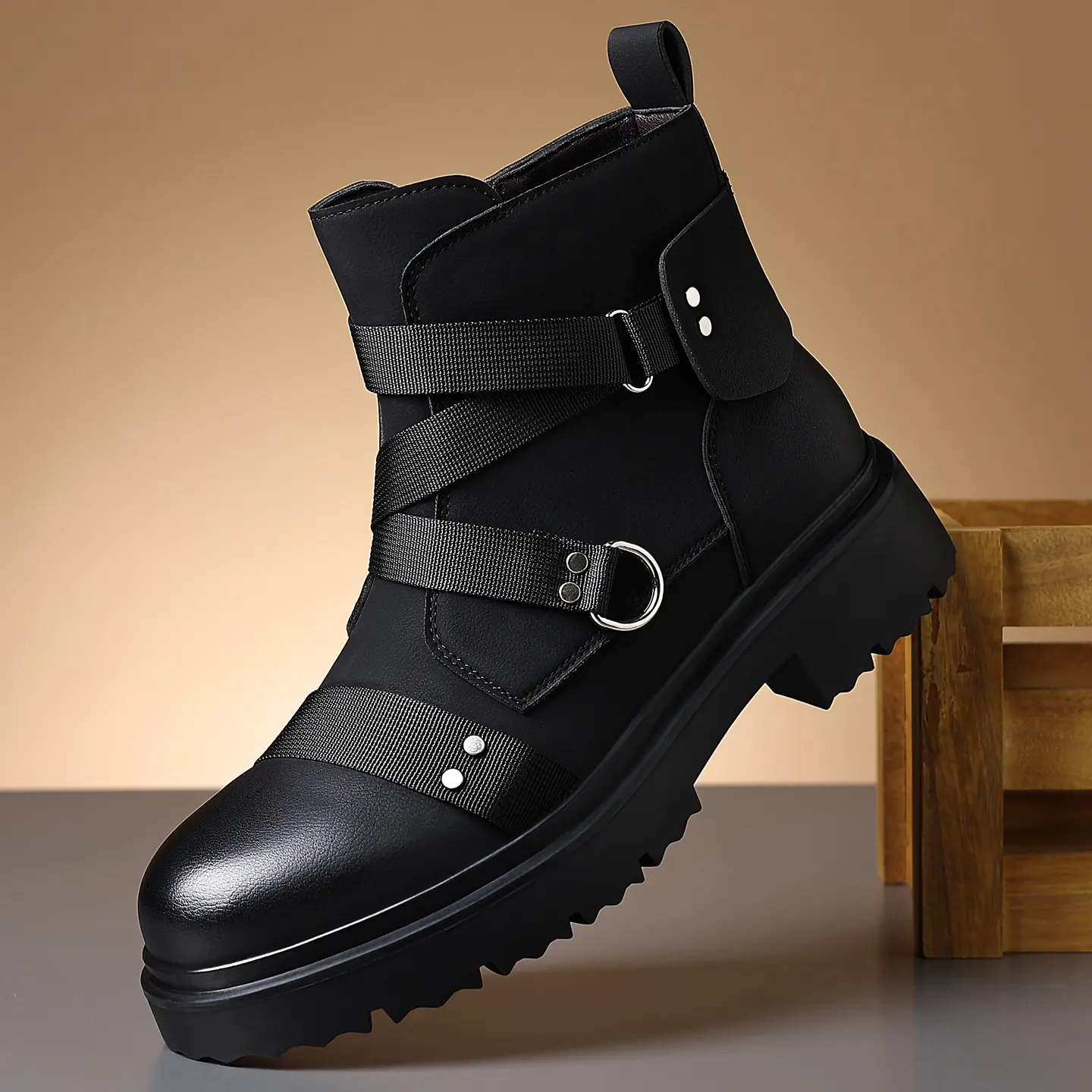 Men’s Casual Comfortable Lace-Up Modern Boots - Cuban, Korean Preppy, Minimalist, Japanese Retro Footwear, Flexible Breathable Work-Ready Elegant All-Seasons Shoes, Slip-Resistant for Daily Commuting