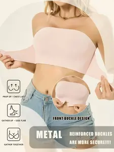 New Women's Strapless Bralette with Front Buckle, Seamless Invisible Underwire-Free Push-Up Top, Ideal for Weddings & Gifts, Underwear