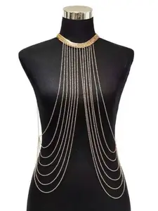 Trendy Metal Snake Chain Multi-Layer Fringe Fashion Accessory, Sexy Body Chain for Beachwear, Hot Selling European and American Style