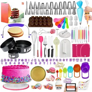 700PCs Cake Decorating Kit with Baking Supplies - Turntable, Pans, Piping Tips, Spatulas, Fondant Tools, Video Course & More