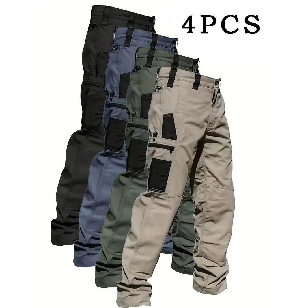 4 Pack Men Tactical Cargo Pants 230g Multi-Pocket Wear Resistant Trousers For Spring Summer