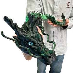 [Black & Green] 35.44" Giant 3D Printed Dragon - Unique Eye-Catching Design for Home Decor Offices & Themed Events