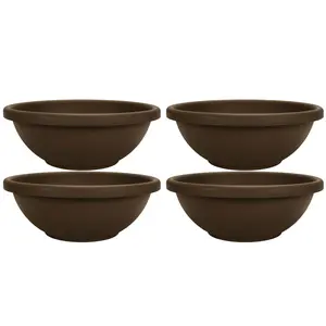 The HC Companies 18 Inch Bowl Planter with with Drainage, Chocolate (4 Pack)