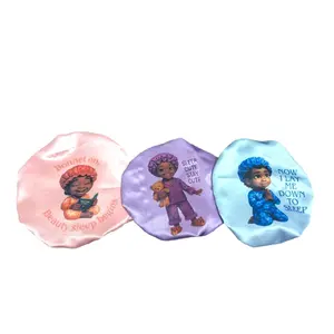Silk Satin Bonnets - Elastic Band, Adjustable Satin Bonnet with Tie, Shower Cap Curly Natural Hair for Girls