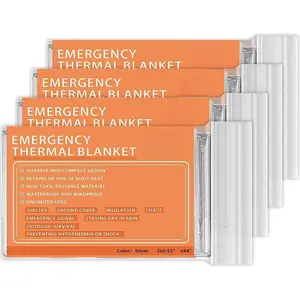 Emergency Mylar Thermal Blankets -Space Blanket Survival kit Camping Blanket (4-Pack).Perfect for Outdoors, Hiking, Survival, Bug Out Bag ,Marathons or First Aid 1