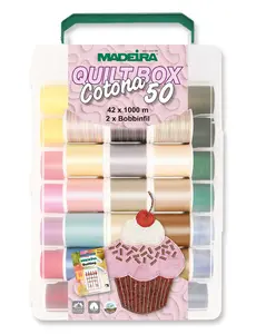 Madeira Cotona 50 Assortment Box with Incredible Threadable Case | 42 Spools Premium Cotton Quilting & Sewing Thread Collection