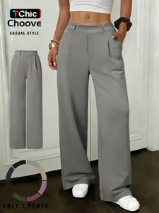 Women's Straight-Leg Loose-Fit Pants, Casual Chic Trousers, Simple Versatile Design, Soft, Skin-Friendly and Stretchy Fabric for All-Season Wear
