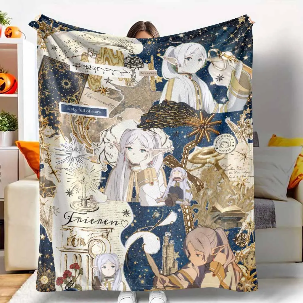 Anime Fantasy Elf Flannel Blanket Starry Galaxy Aesthetic Print Ultra Soft Lightweight Breathable Throw for Couch Bed Camping Home Decor Birthday Holiday Living Room Gift