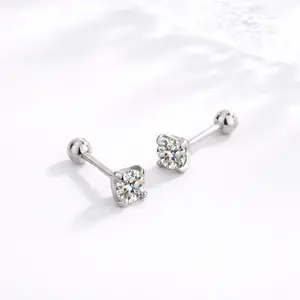 Simple Shaped Moissanite Earrings S925 0.3 / 0.5 CT - Round Cut - Lore Jewelry