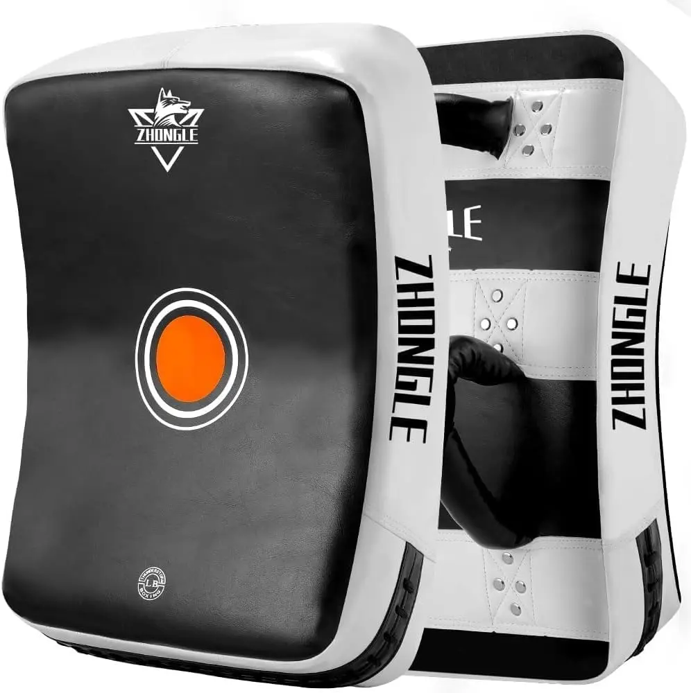 【DOMINATE Your Strikes!】Muay Thai Kick Shield ️ Leather-Laced Curved Training Pad | MMA/Kickboxing/Karate PROtection | Max Impact Absorption​  ​​#MuayThaiGear #CombatTraining #PunchHarder