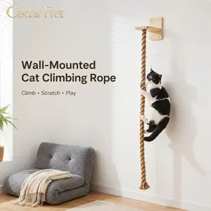 Vertical Cat Climbing Frame, Durable Natural Hemp Rope, Scratching Posts, Vertical Scratcher, Indoor Pet Exercise Toy, Space-Saving Design, Wall Hook Included, Encourages Activity