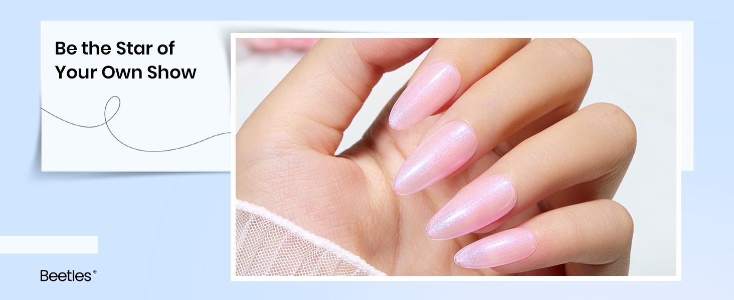 Beetles Hema Free Glitter Gel Top Coat, Pearl Green 2-IN-1 No Wipe Top Coat, Long Lasting Soak Off Pearlescent Shimmer Gel Gold Glitter Nail Polish For Nail Art