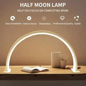 Professional LED Nail Lamp, Half-Moon Shape, 3 Color Temperatures, Adjustable Brightness, Multi-Purpose Lighting for Eyelash Extensions, Manicure, Tattoo, Reading