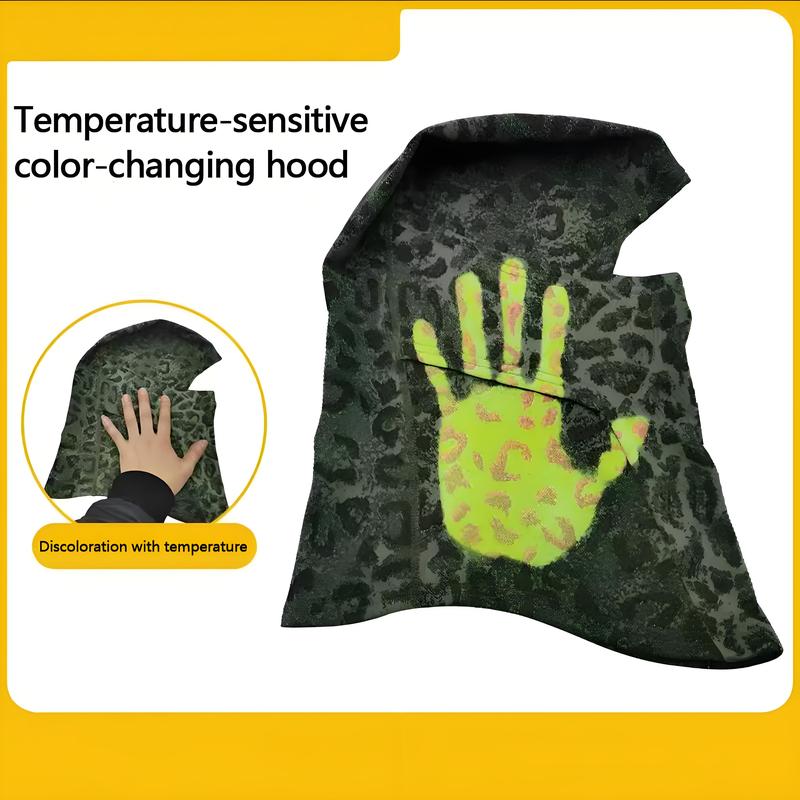 Color Changing Rasta Balaclava - Shiesty Style Heat Reactive Leopard Ski Mask for Men & Women - Warm Face Cover for Hip Hop Fans, Winter Sports & Outdoor Thermochromic Technology