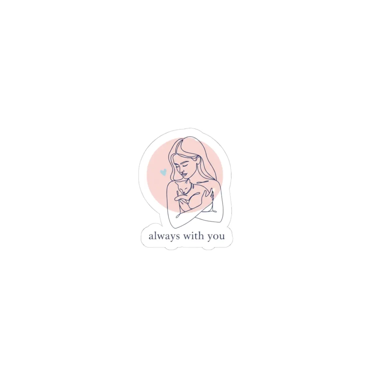 one-line pet outline sticker | minimal pet art, cat & dog silhouette, 'always with you' kiss-cut sticker