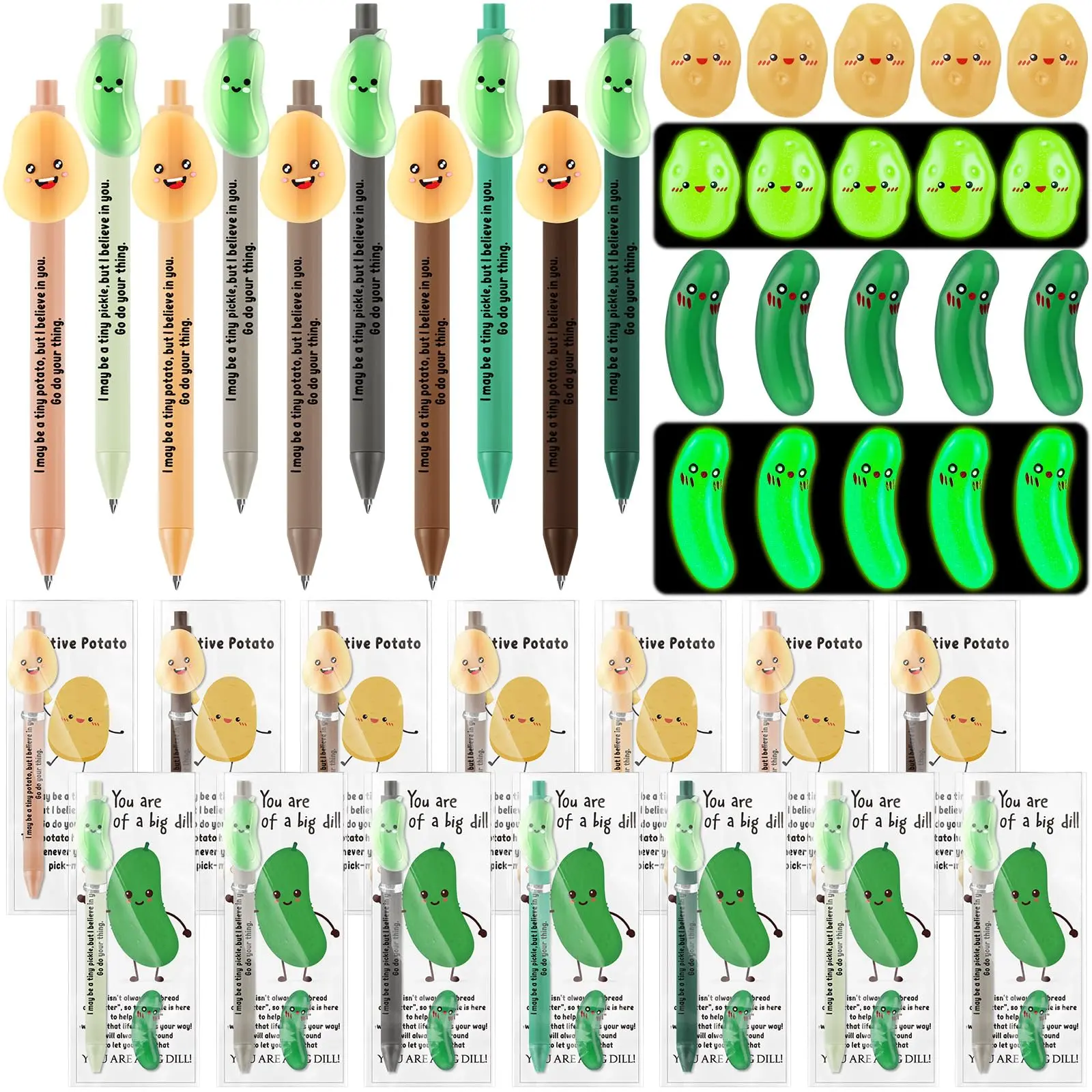 Emotional Support Pickle Gift with Keychain Bookmark Potato Pickle Pen Back to School Supplies Creative Stationery Set for School Employee Appreciation Gift  Encouragement Gift for Coworkers Teacher Student Office Supplies