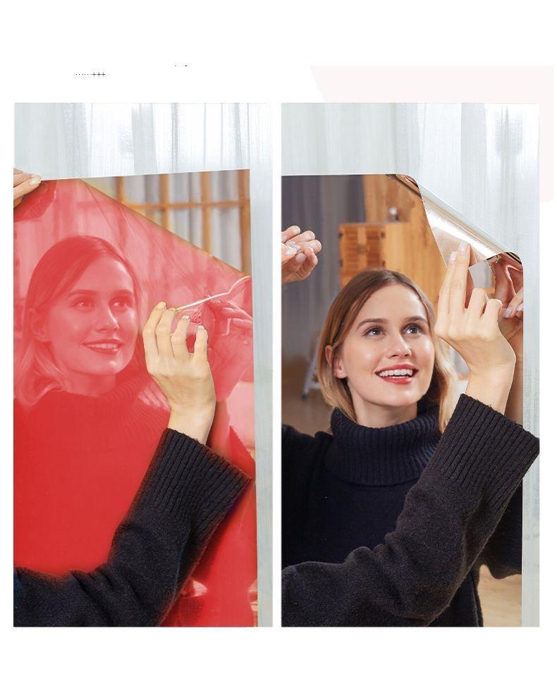 Self-adhesive mirror sticker with backing tape, 20 × 40 inch, soft glass mirror for self-service/glass doors, home use, full-length mirror, Instagram‑style bedroom reflective film