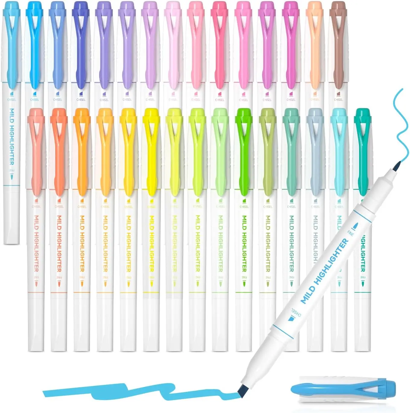 Shuttle Art 18/30 Colors Highlighters, Pastel Highlighter Pens Assorted Colors, Dual Tip Mild Color Markers, Perfect for Adults Teachers Students Underlining, Highlighting for Home School Office