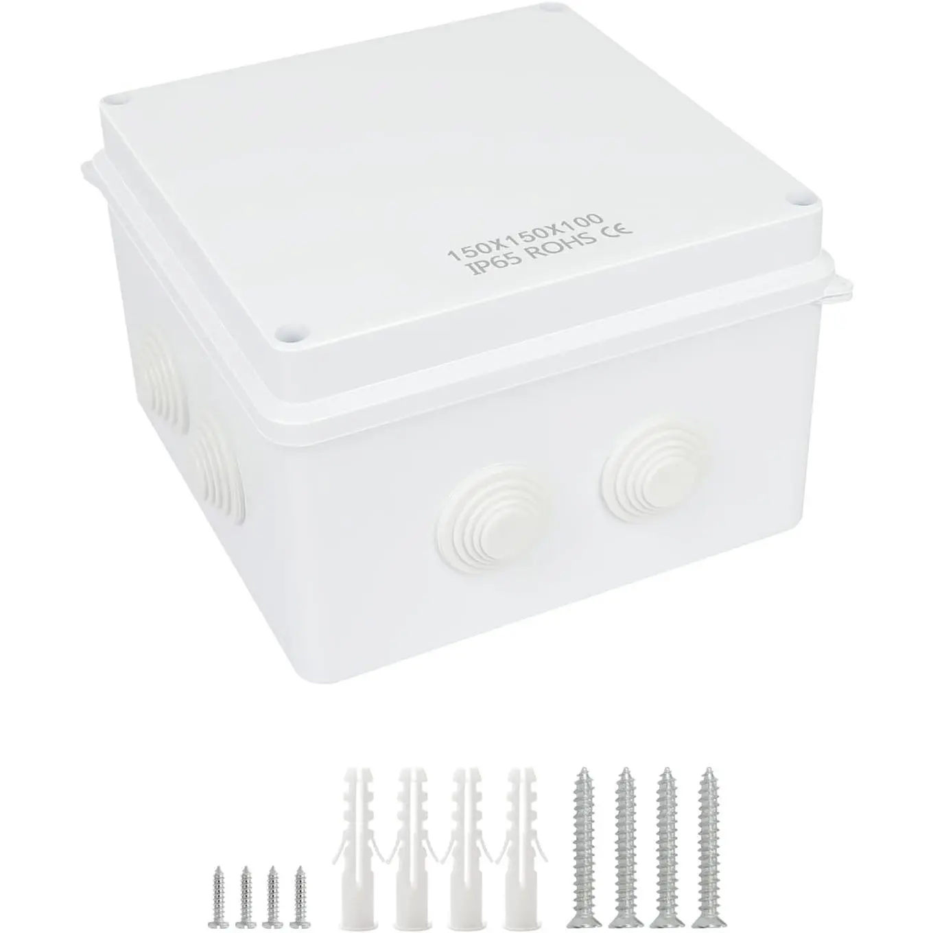 Junction Box, ABS Plastic IP65  and , Universal Electrical Enclosure, Outdoor and Indoor Project Box 5.9X 5.9X 3.9 inch (150 x 150 x 100 mm)