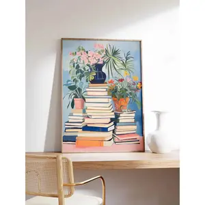 Vintage Bookshop Poster, Book Shop Print, Book Lovers Gift, Reading Gift, Antique Wall Art, Retro Book Lovers Art, Library Art, Gift Idea