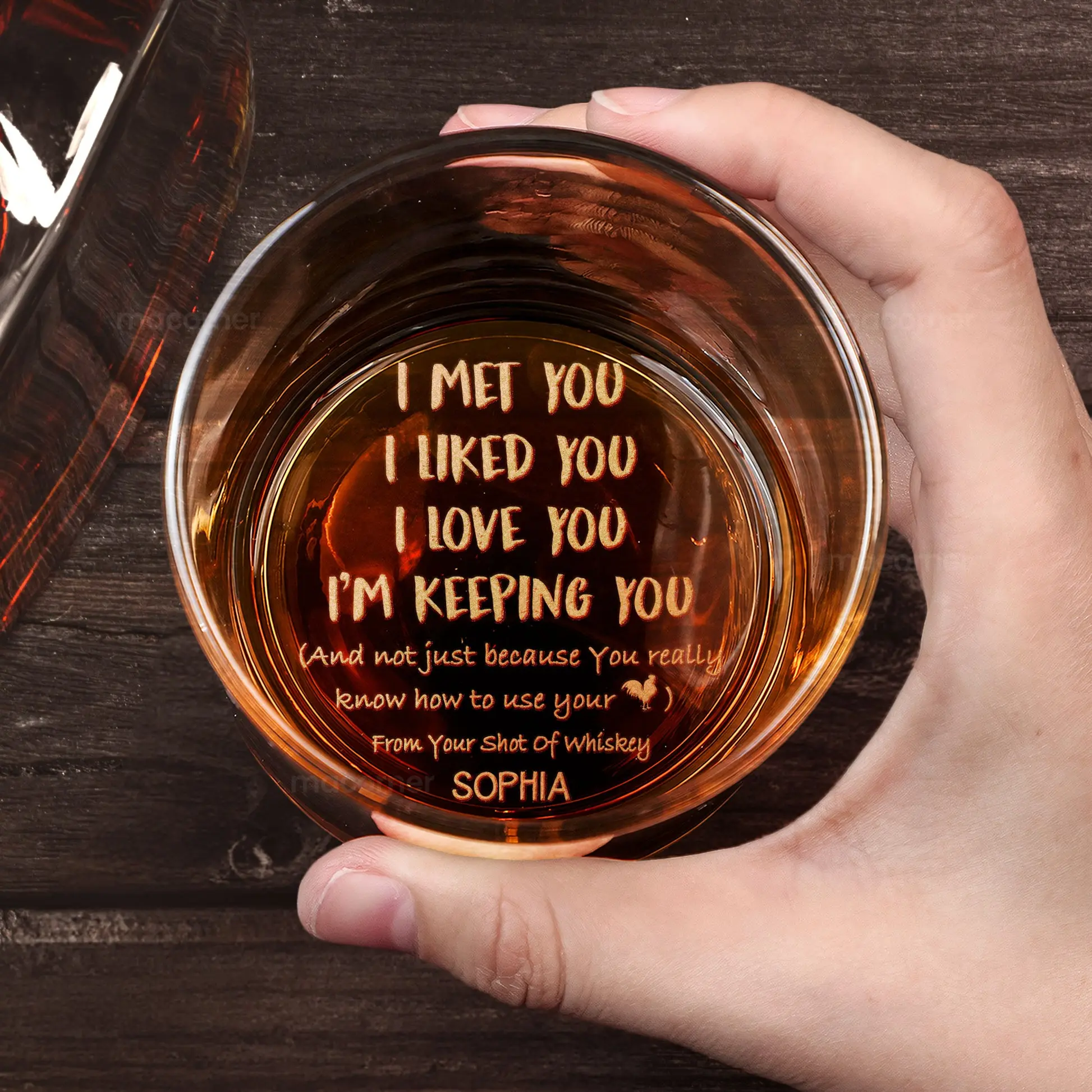 I Liked You I Love You - Personalized Engraved Whiskey Glass High quality laser engraved whiskey glasses, Personalize your handwriting Gifts for couples, Home Decor & Gifts, Funny gift for men and women, Drinkware, Halloween