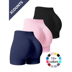 Women's Solid Color High Waist Gym Shorts, Breathable Comfortable Skinny Shorts for Yoga Gym Workout Running Cycling, Ladies Sportswear for Summer, Activewear