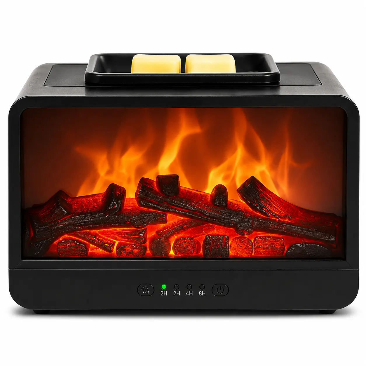 Fireplace Wax Melt Warmer with Dynamic Flame, PTC Heating Plate, 2/4/8H Timer & 3 Light Modes, Electric Wax Melter for Bedroom, Home & Office