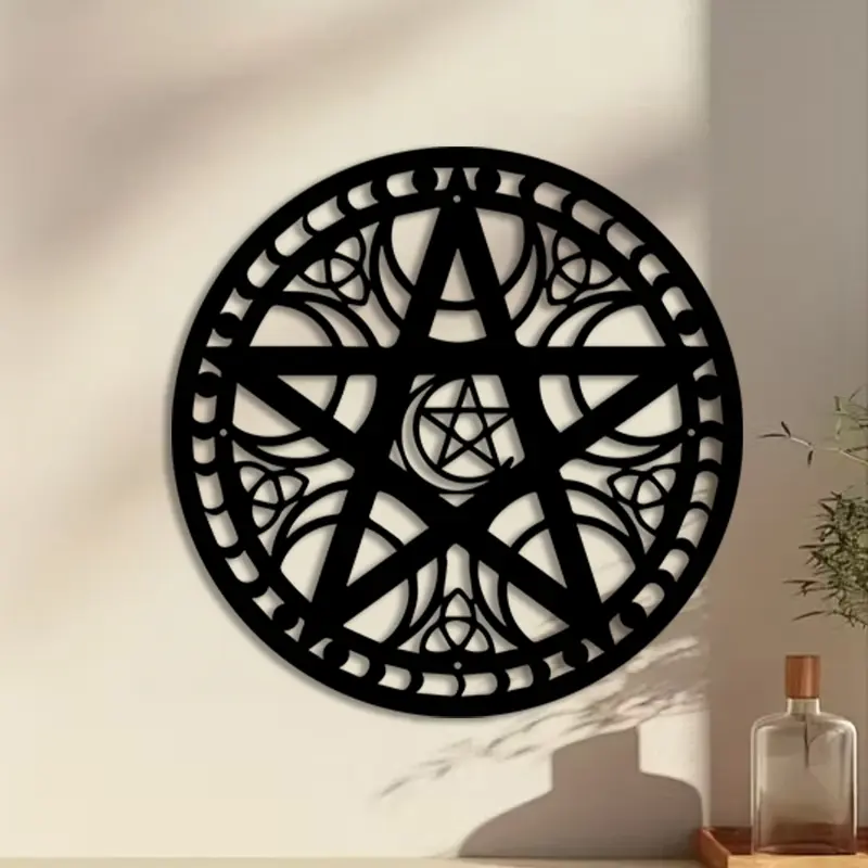 1pc Pentagram Metal Wall Art, Pentagram Sculpture, Perfect for Living Room Wall, Halloween Decor, Ideal Gift for Collectors, Rust-Resistant Metal