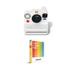 Polaroid Now+ 3rd Generation I-Type Instant Camera + Film Bundle - Now+ Bluetooth App Controlled White Camera + 8 Color Photos (6562)