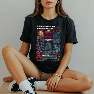 FMA Elric Brothers Graphic Tshirt, Anime Streetwear, Fullmetal Alchemist Cosplay Outfit