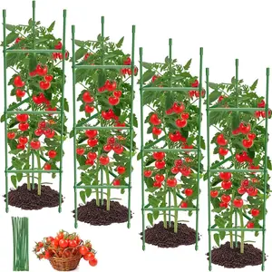 4PCS Tomato Cages for Garden, Tomato Trellis for Raised Garden Bed, 51.2" Tall Cage Plant Support for Pots, Gardening Supplies Trellis for Climbing Plants (4PCS，High: 51.2 Inch)
