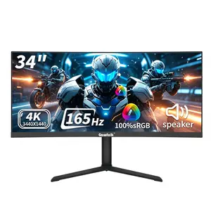 Gawfolk 34" UWQHD Monitor – 165Hz, 3440x1440, 21:9, 3800R Gentle Curve, Built-in Speakers, Giant Screen for Gaming & Work