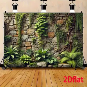 Ivy Stone Wall Backdrop Rustic Garden Theme Tapestry Wall Hanging Photography Background for Birthday Party Wedding Celebration Photo Booth Supplies
