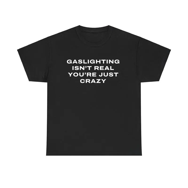 "Gaslight" Funny Graphic T-Shirt for Men, Retro Streetwear Top in 100% Ultra-Soft Cotton, Casual All-Season Fit, Tshirt, Funny Graphic Tee, Shortsleeve, Menswear, Round Neck, Funny Shirts