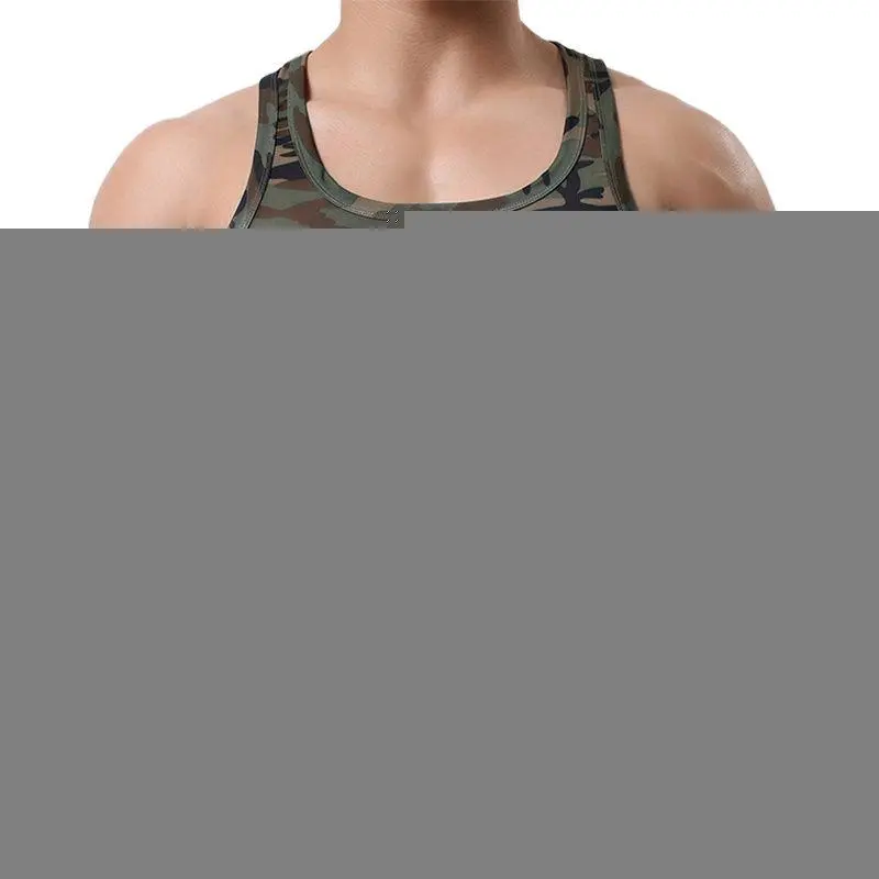 Men Tank Top Undershirt Man Sleeveless Shirt Fitness Gym Clothing Camouflage Singlet Quick Dry Bodybuilding Muscle Vest Elastic