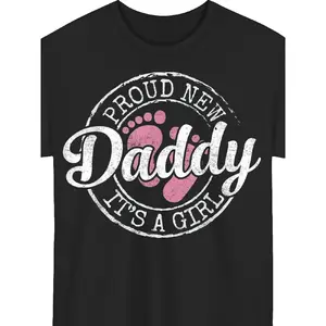 Proud New Daddy It'S A Dad To Be Gifts 1st Time Father T-Shirt |   Casual Crew Neck, Regular Fit, Short Sleeve, Digital Heat Transfer Print, All-season Wear Graphic Tees Vintage