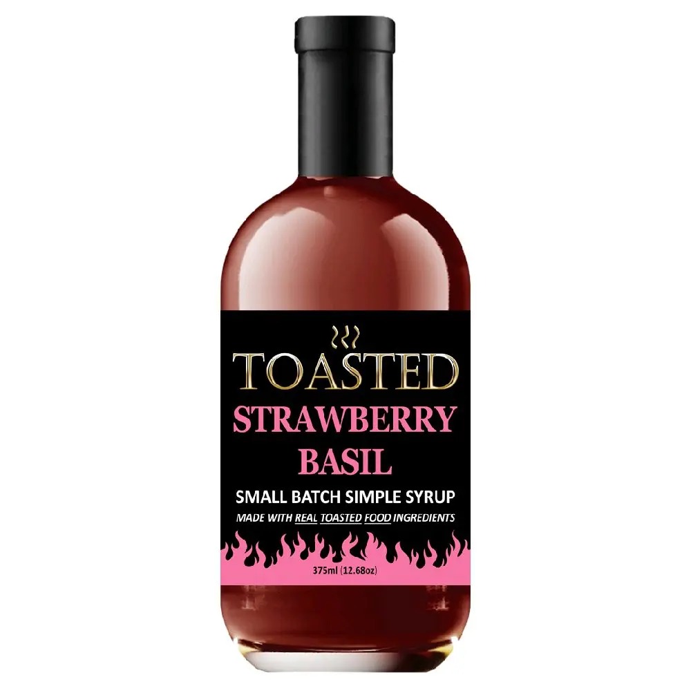 TOASTED Strawberry Basil 375ml Small Batch Simple Syrup made w/ REAL TOASTED FOOD ingredients - created for Old Fashioneds, amazing in Craft Cocktails!
