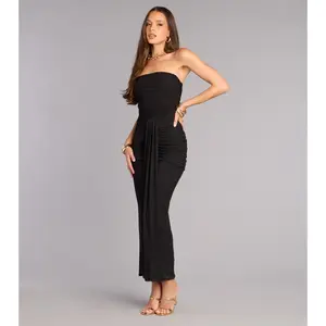 Curve Control Mesh Strapless Maxi Dress