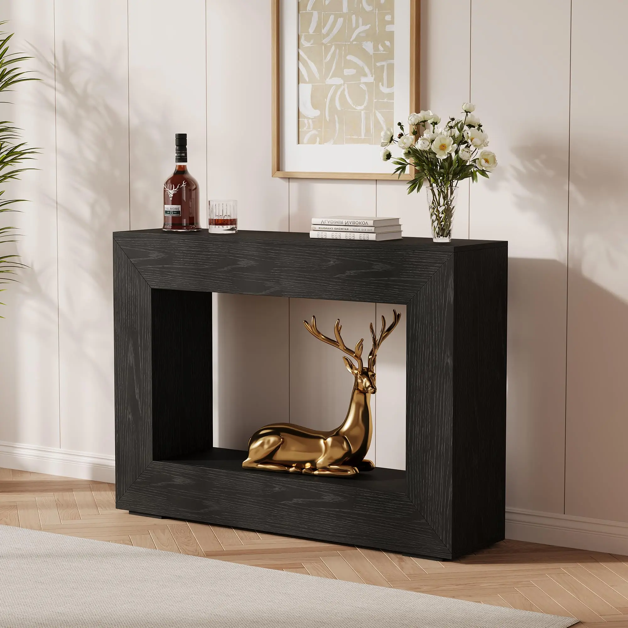 Garvee 47-Inch Rustic Entryway Console Table with Open Shelves, Minimalist Classic Design for Hallway, Living Room, and Foyer Storage