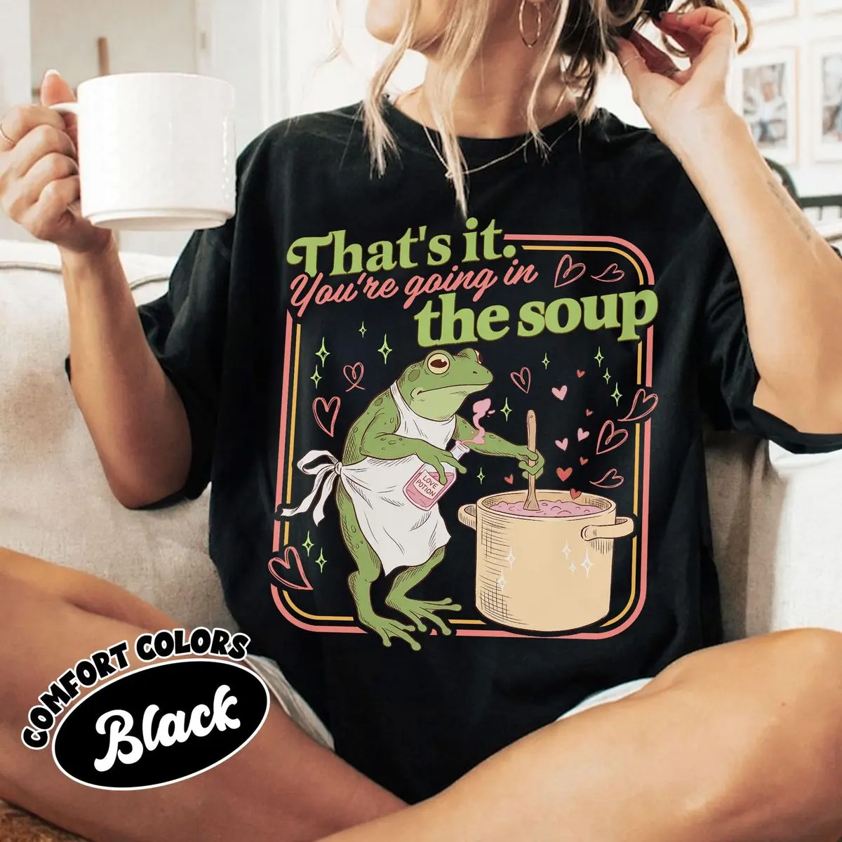 Comfort Colors That's It You're Going In The Soup T Shirt, Valentine Funny Frog Shirt, Weirdcore Meme Graphic Tee, Unisex Short Sleeve Tee, Casual Clothing