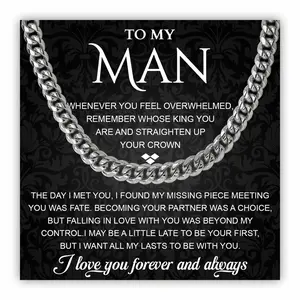 To My Love Man Cuban Chain Necklace, Husband Necklace from Wife, Necklace for Boyfriend, Mens Cuban Chain Necklace for Fiance, Men Necklaces for Him, Gifts for Men, Birthday Gifts for Boyfriend Husband
