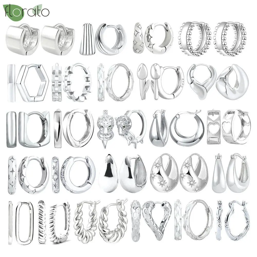 925 Sterling Silver Needle Fashion Small Hoop Earring for Women Mini Round Earrings Party Cartilage Piercing Jewelry