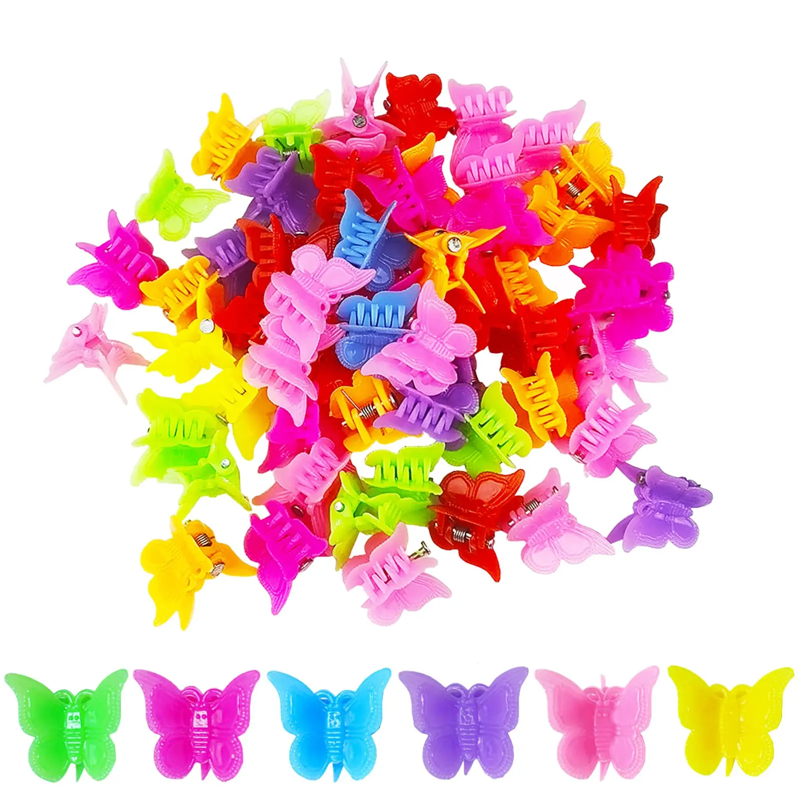 Hair Clip  100 Butterfly Clips For Pastel Rainbow Mini