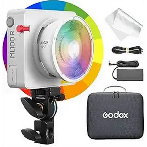 Godox ML100R 110W RGB LED Video Light, with Interchangeable 15° Reflector/1800-10000K CCT/14 Cinematic FX Effects/Multiple Power Options/Supports App Control,for Filming/Live Streaming etc..