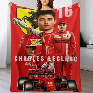 Racing Driver Charles Leclerc Superstar Luxury Flannel Blanket - Super Soft Anti-Static Plush Warm Blanket for Sofa Bed - Extra Large Cozy Blanket for Men and Women, Home Decor Gift.