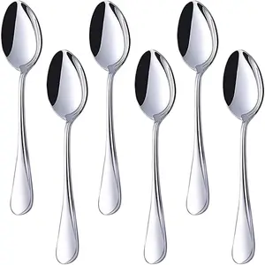 HANSGO Teaspoons Stainless Steel, 6 Piece Dinner Spoons Set 6.7 inches Dessert Spoons Use for Home, Kitchen or Restaurant