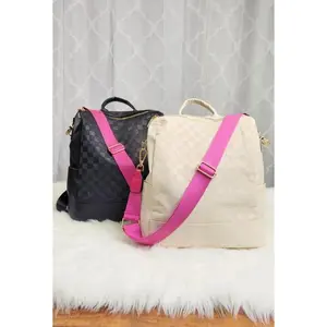 Chaise Checker Backpack Convertible Bag Pink Strap