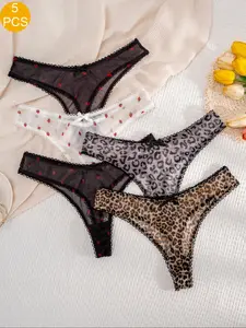 Women's Bow Decor  Thong, Soft Comfy Breathable Panty for Daily Wear, Women's Underwear for All Seasons, Multicolor Option